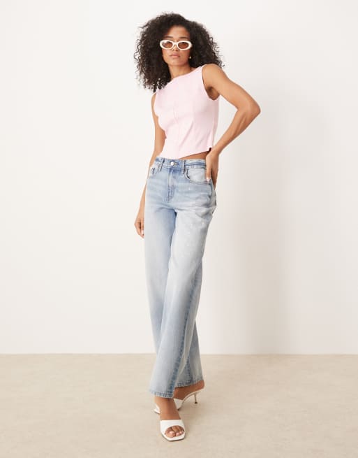 ASOS DESIGN – Rosa, ärmlös topp med knäppning, 2 av 4