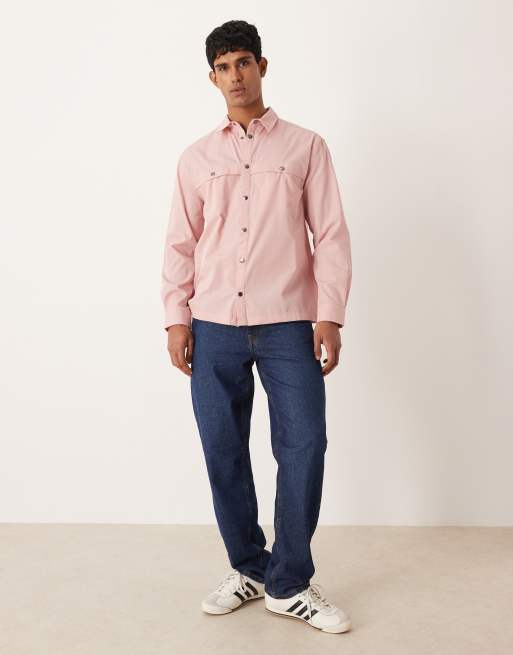 ASOS DESIGN – Rosa, avslappnad skjorta med trenchdetalj i bomull, 2 av 5