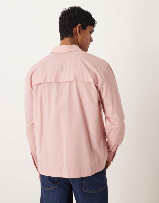ASOS DESIGN – Rosa, avslappnad skjorta med trenchdetalj i bomull, 3 av 5