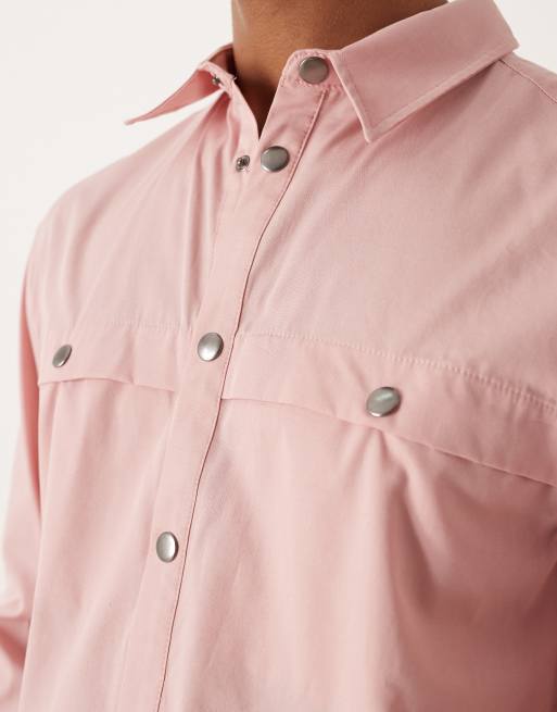 ASOS DESIGN – Rosa, avslappnad skjorta med trenchdetalj i bomull, 5 av 5
