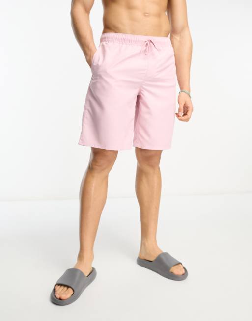 ASOS DESIGN – Rosa badshorts med lång design