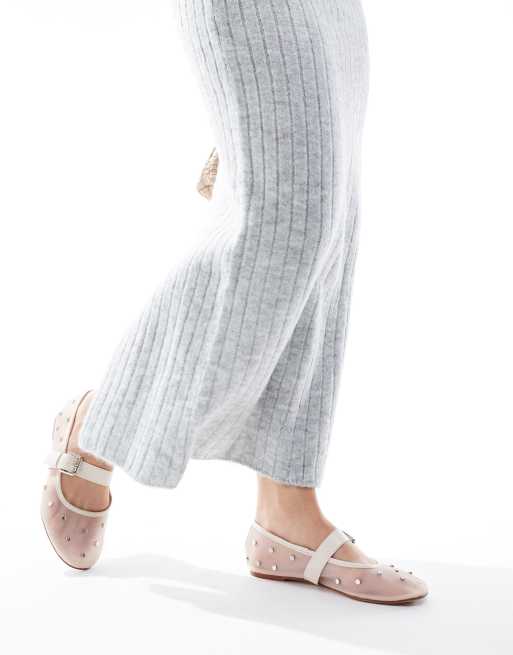 ASOS DESIGN – Rosa ballerinaskor i mesh, bred passform och Mary Jane-stil, 2 av 4