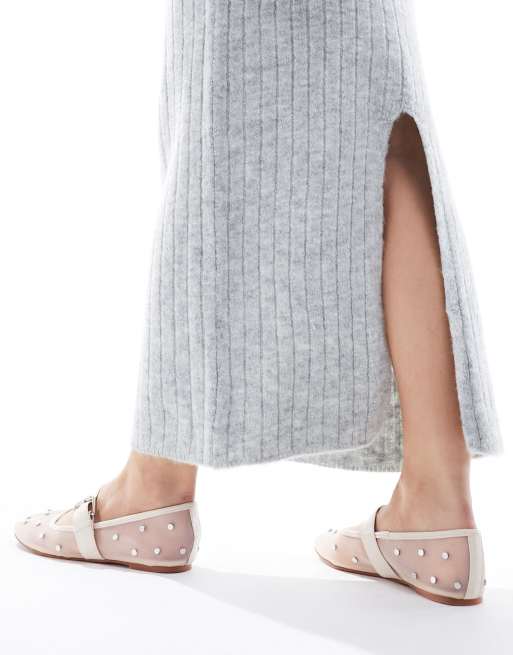 ASOS DESIGN – Rosa ballerinaskor i mesh, bred passform och Mary Jane-stil, 3 av 4