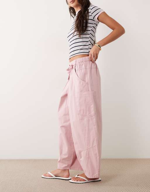 ASOS DESIGN – Rosa barrelbyxor i dra på-modell, 5 av 5