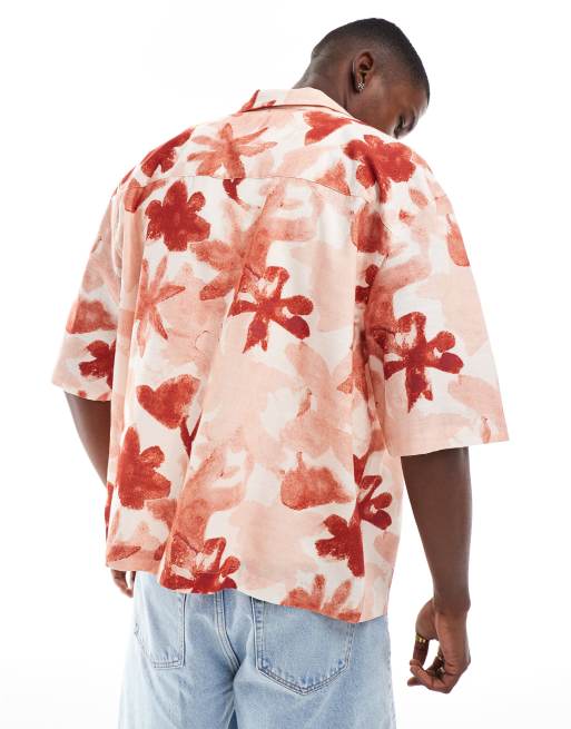 ASOS DESIGN – Rosa, blommig skjorta i oversize med boxig passform och platt krage, 4 av 4