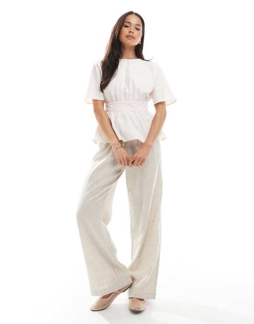 ASOS DESIGN – Rosa blus med öppen rygg och knytning i midjan, 4 av 4