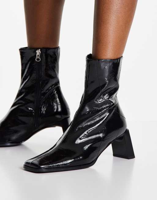 ASOS DESIGN – Rosa – Czarne botki na obcasie za kostkę ze skóry premium, 2 z 4
