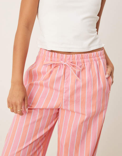 ASOS DESIGN – Rosa, däckstolsrandiga byxor i dra på-modell, 4 av 5