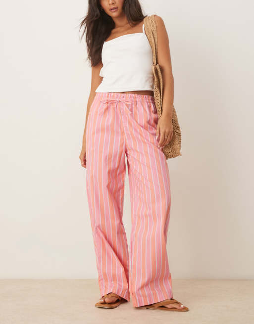 ASOS DESIGN – Rosa, däckstolsrandiga byxor i dra på-modell, 5 av 5