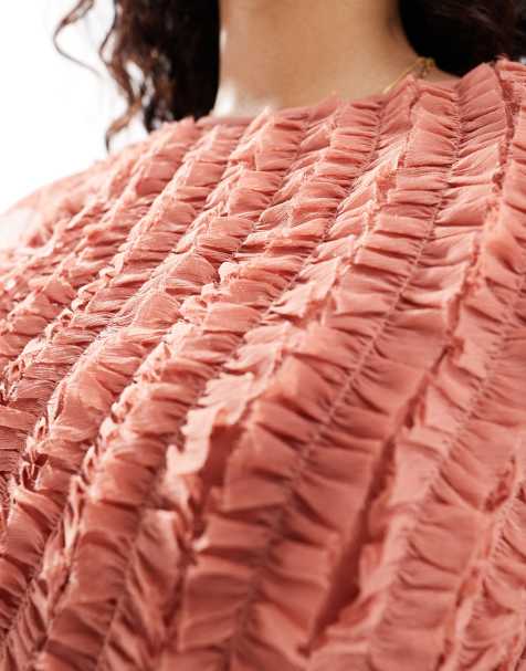 ASOS DESIGN – Rosa extra kort miniklänning i chiffong med volang - view 1