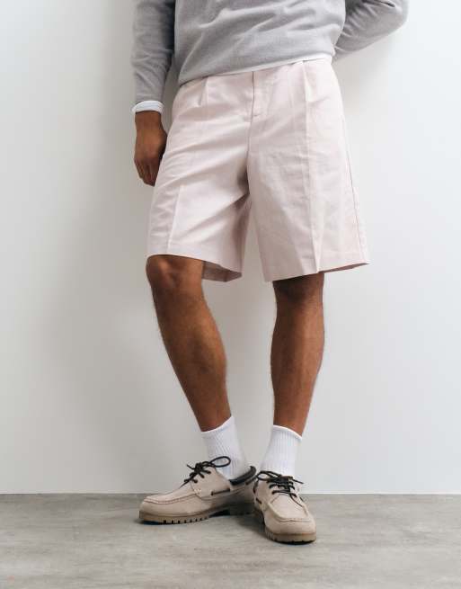 ASOS DESIGN – Rosa, figursydda bermudashorts i linnerikt tyg, 5 av 5