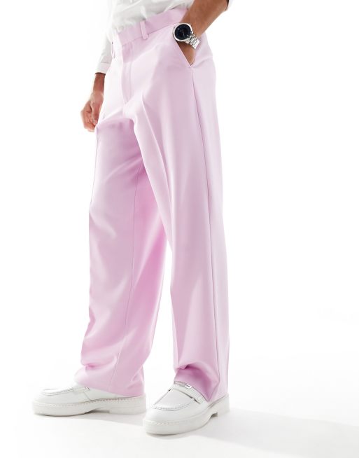 ASOS DESIGN – Rosa finbyxor med vida ben