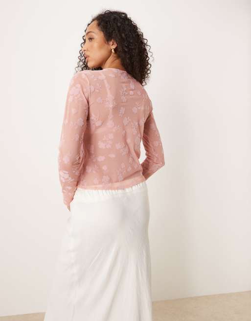 ASOS DESIGN – Rosa, flockad kofta i krympt design, 4 av 4