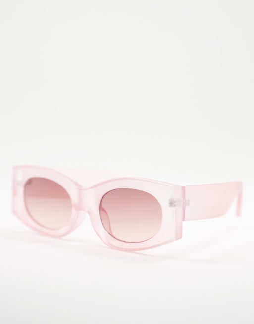 ASOS DESIGN – Rosa fyrkantiga solglasögon med ljusrosa glas, 4 av 4