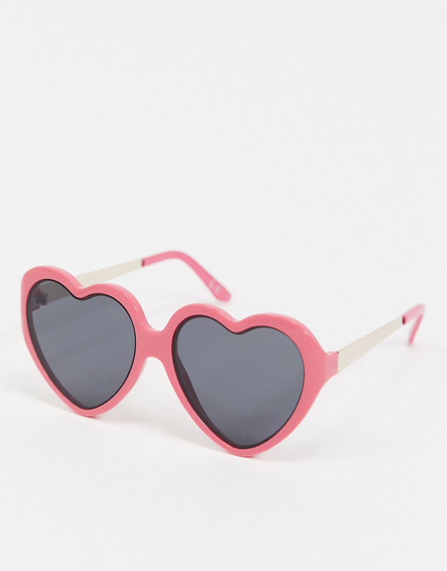 ASOS DESIGN – Rosa hjärtformade solglasögon