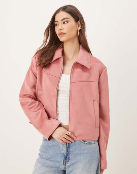 ASOS DESIGN – Rosa jacka i mockaimitation med krage - view 1