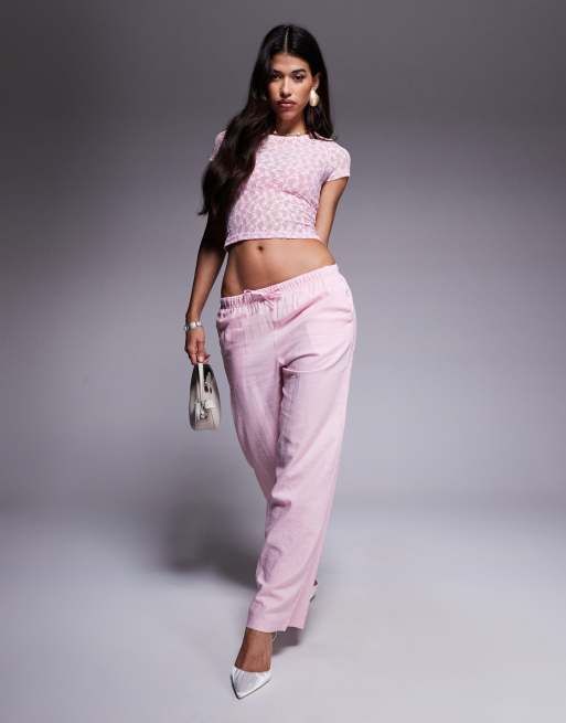 ASOS DESIGN – Rosa, kort t-shirt i skir spets med korta ärmar, 2 av 4