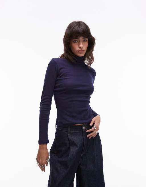 ASOS DESIGN – Rosa, lång, skir topp med polokrage