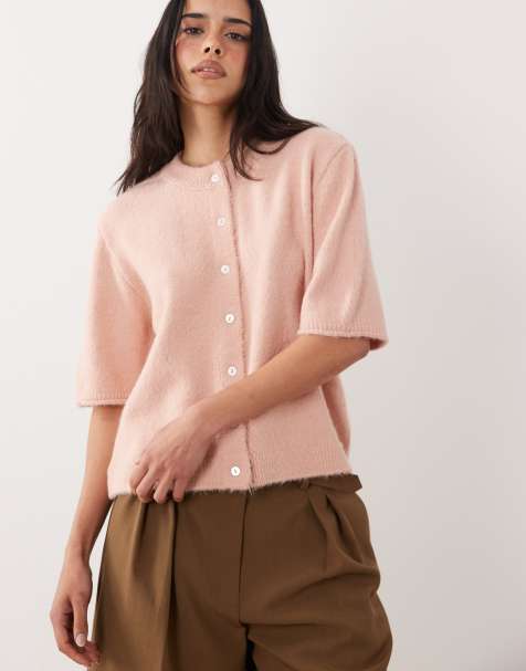 ASOS DESIGN – Rosa, lätt kofta med korta ärmar och avslappnad passform - view 1