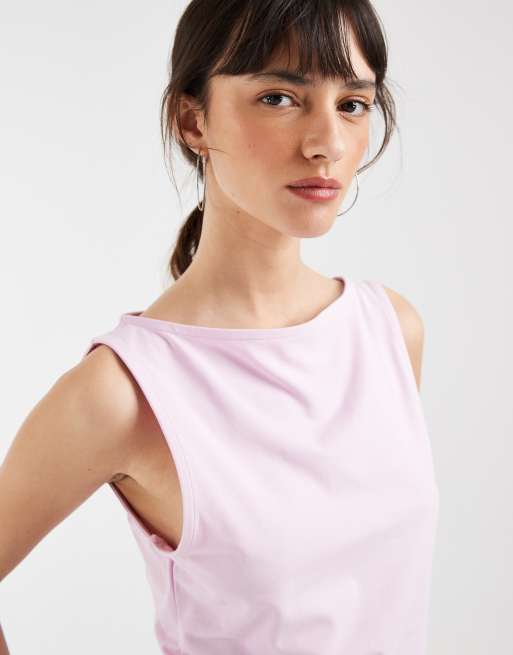 ASOS DESIGN – Rosa linne i bomull med asymmetrisk fåll, 3 av 4