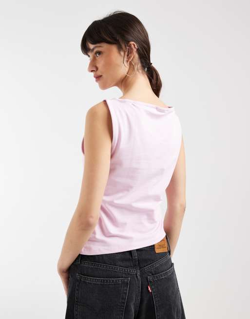 ASOS DESIGN – Rosa linne i bomull med asymmetrisk fåll, 4 av 4