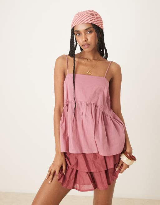ASOS DESIGN – Rosa linne i peplum-modell med volym och knytband, 4 av 4