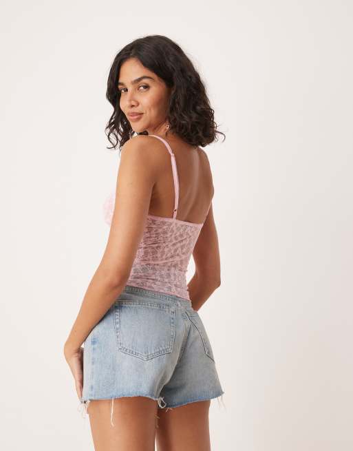 ASOS DESIGN – Rosa linne i spets med rullfåll, 4 av 4