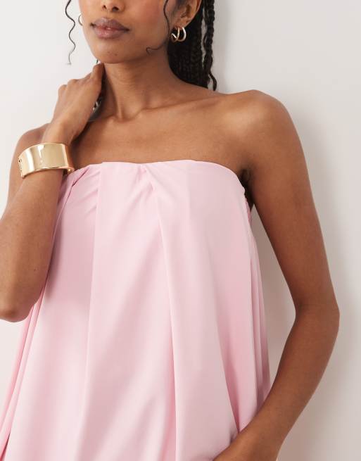 ASOS DESIGN – Rosa maxiklänning med bandeau-ringning, 2 av 4