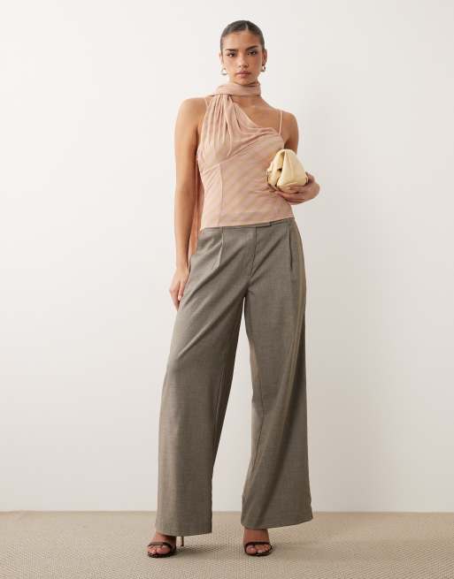 ASOS DESIGN – Rosa, randig omlottopp i stretchig chiffong med scarfdetalj, 3 av 4