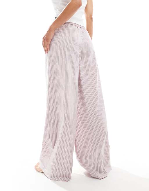 ASOS DESIGN – Rosa, randiga byxor med elastisk midja, 4 av 5