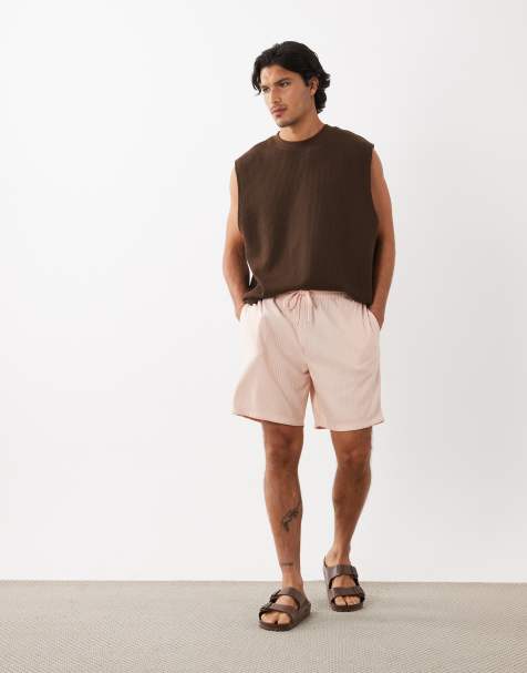 ASOS DESIGN – Rosa, ribbade shorts i oversize - view 1