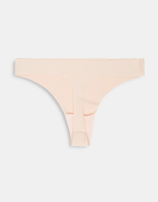 ASOS DESIGN – Rosa, salviagröna och minkfärgade stringtrosor utan synlig troskant, 3-pack, 2 av 4
