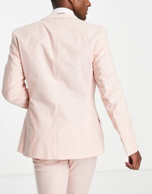 ASOS DESIGN – Rosa, skinny kavaj i linnemix, del av kostym, 4 av 4