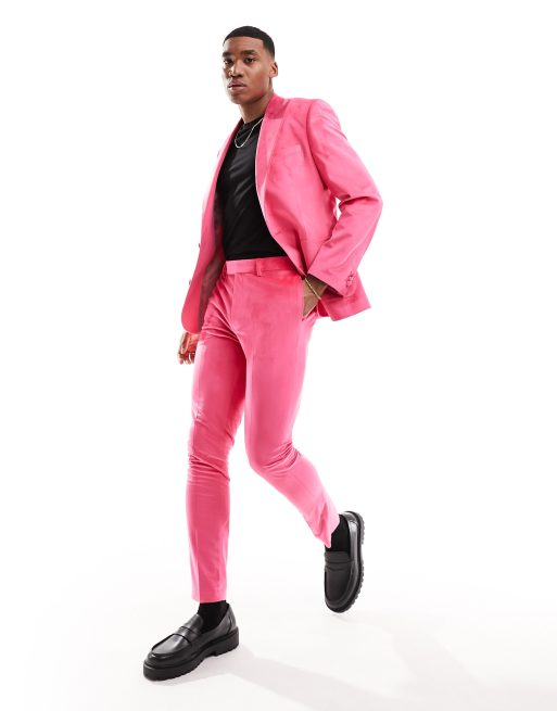 ASOS DESIGN – Rosa, skinny, utsvängda kostymbyxor i sammet, del av kostym, 3 av 5