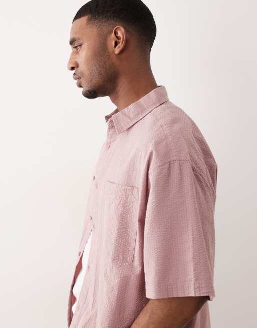 ASOS DESIGN – Rosa skjorta i bäckebölja och oversize, 5 av 6