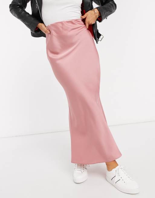 ASOS DESIGN – Rosa, snedskuren maxikjol i satin, 4 av 4