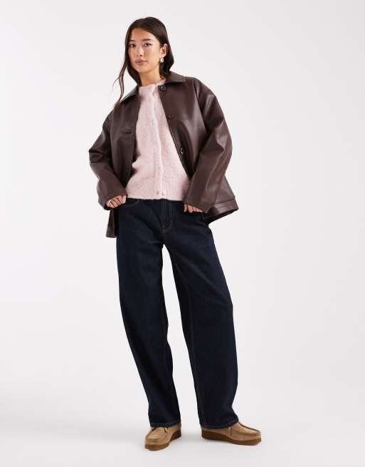ASOS DESIGN – Rosa, stickad kofta i bouclé med boxig passform, 2 av 4