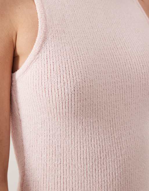 ASOS DESIGN – Rosa, stickad maxiklänning med brottarringning i bomullsmix, 3 av 4
