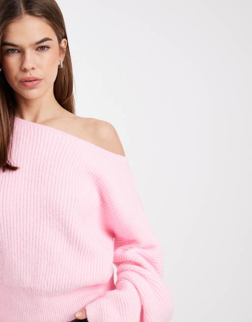 ASOS DESIGN – Rosa, stickad tröja med ryschade ärmar, 3 av 4