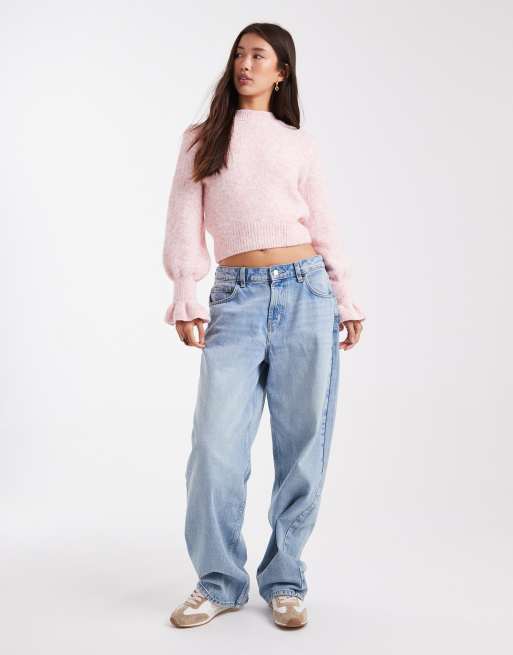 ASOS DESIGN – Rosa, stickad tröja med volangmudd, 3 av 4