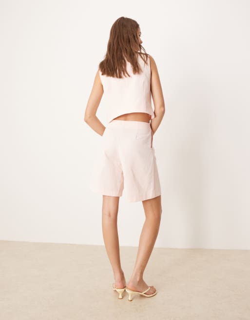 ASOS DESIGN – Rosa, stilrena bermudashorts i linnemix, del av set, 5 av 5