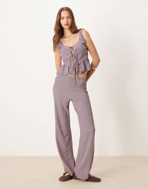 ASOS DESIGN – Rosa, svart och ginghamrutigt set - view 1