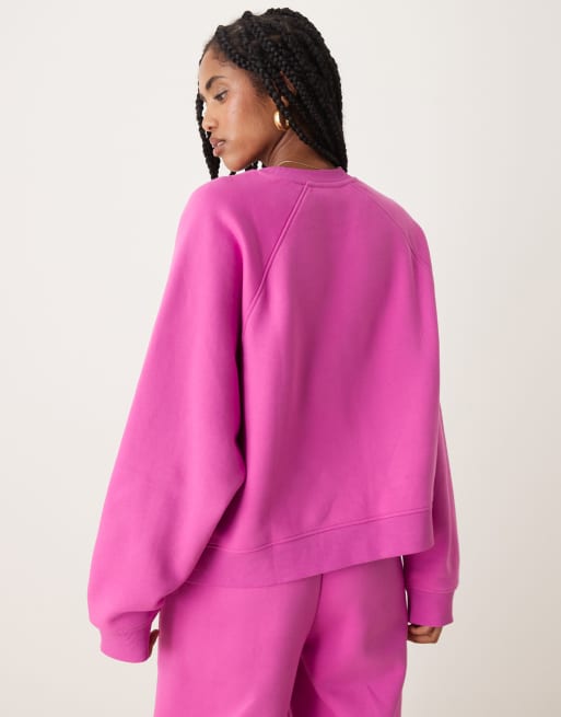ASOS DESIGN – Rosa sweatshirt i oversize med raglan-ärmar och borstad insida, 3 av 4