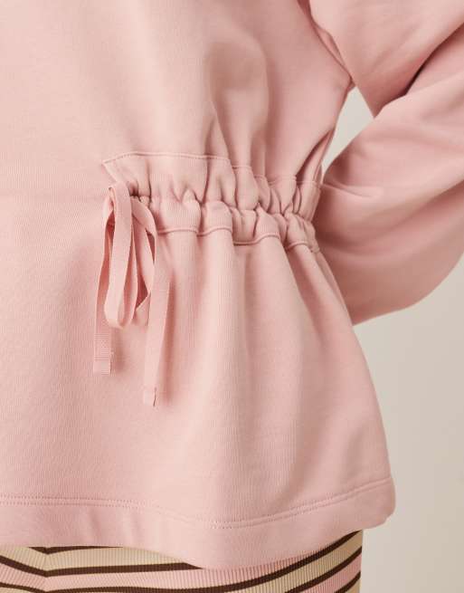 ASOS DESIGN – Rosa sweatshirt med rynkad rosettknytning, 3 av 4