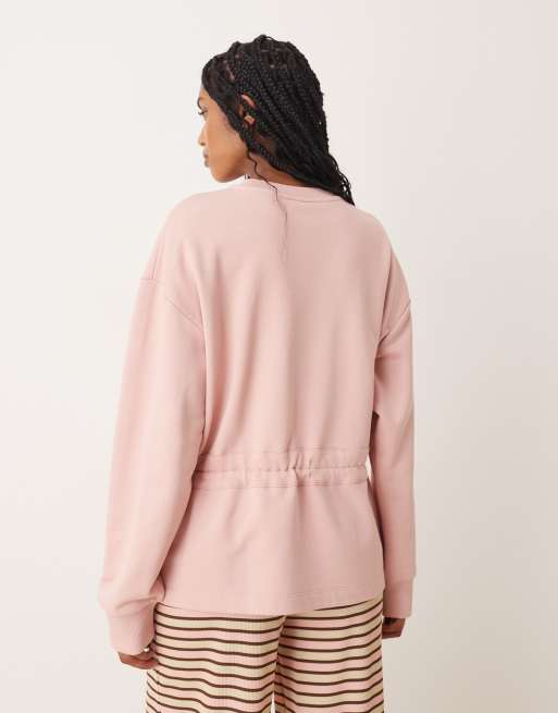 ASOS DESIGN – Rosa sweatshirt med rynkad rosettknytning, 4 av 4