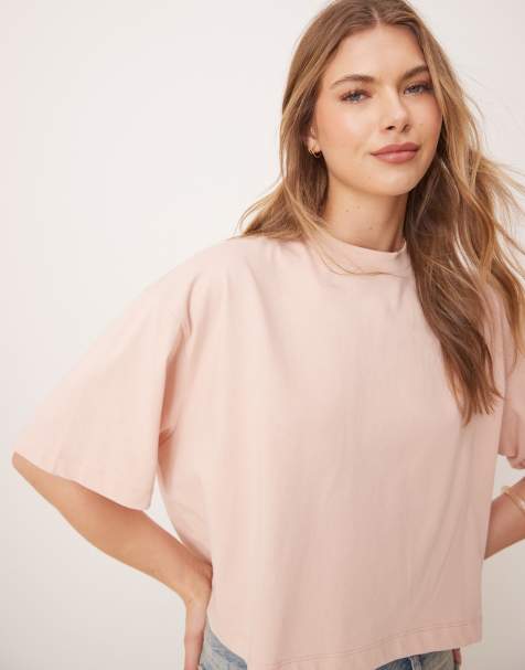 ASOS DESIGN – Rosa t-shirt i kort design med boxig passform - view 1