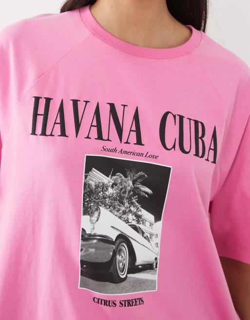 ASOS DESIGN – Rosa t-shirt i oversize med Cuba- och fototryck, 3 av 4