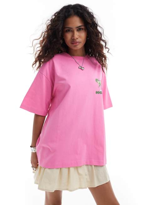 ASOS DESIGN – Rosa t-shirt i oversize med "Margarita"-tryck, 2 av 4