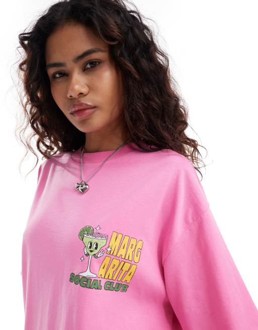 ASOS DESIGN – Rosa t-shirt i oversize med "Margarita"-tryck, 4 av 4