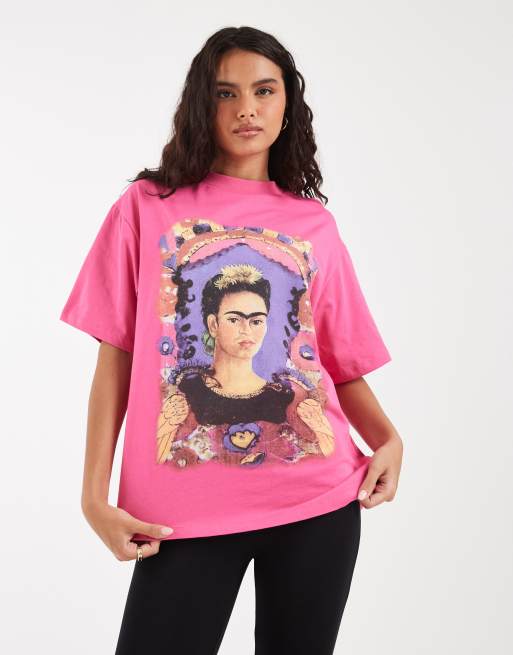 ASOS DESIGN – Rosa t-shirt i oversized fit med självporträttstryck, 2 av 4